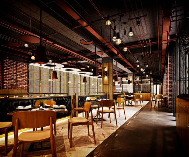 istock 3d render of cafe restaurant bar interior 1367577101
