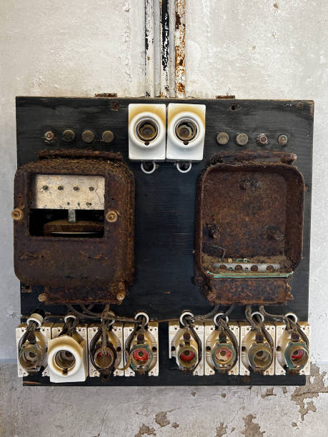 istock Old rusty electricity meter in an abandoned building. Ghost town Kolmanskop 1367577870