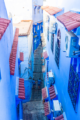 Street of Chefchaouen from above, Morocco