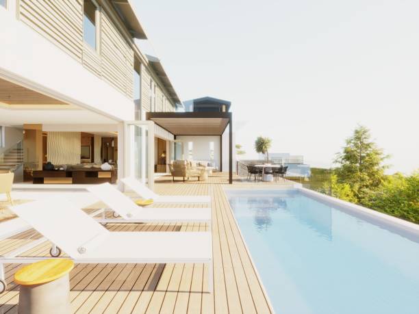 istock 3d render of luxury villa and swimming pool 1367584103