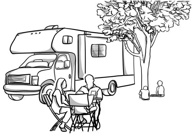 Vector illustration of American Camping or Glamping