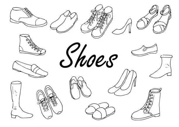 Vector illustration of Illustration set of shoes