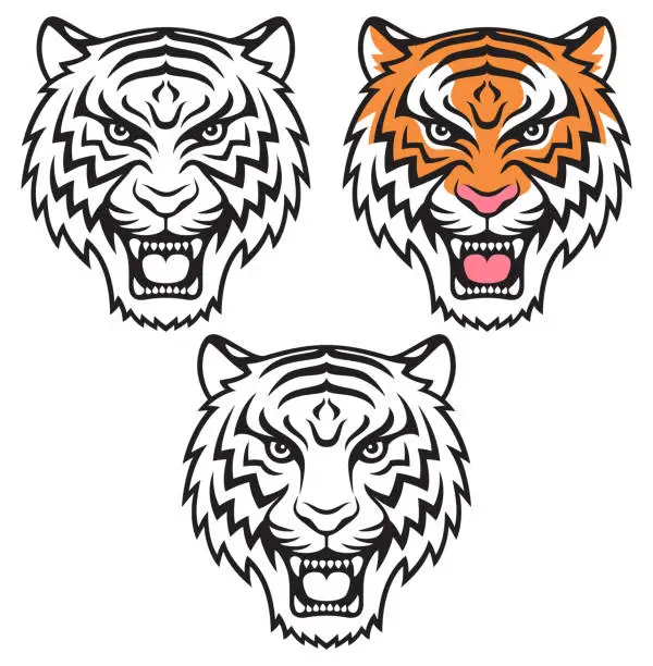 Vector illustration of Tiger face silhouette vector illustration