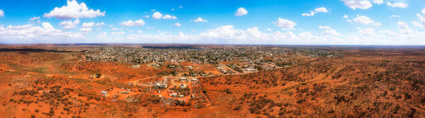 D BH Outback town pan stock photo