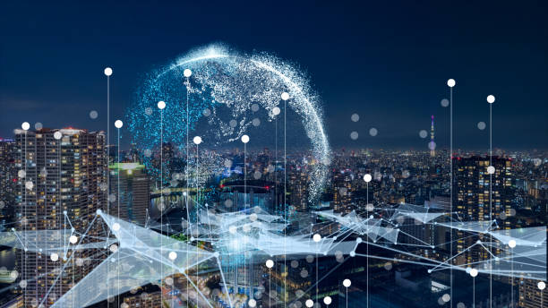 istock Smart city, digital world, Global communication network concept. 6G Business graph. Global business. 1367593049