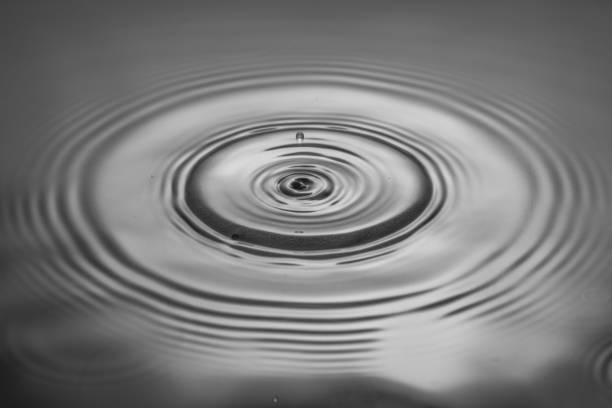 istock Close up view of drops making circles on water surface isolated on background. 1367596711