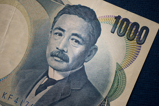 Old Japanese 1000 yen banknote with portrait by Soseki Natsume
