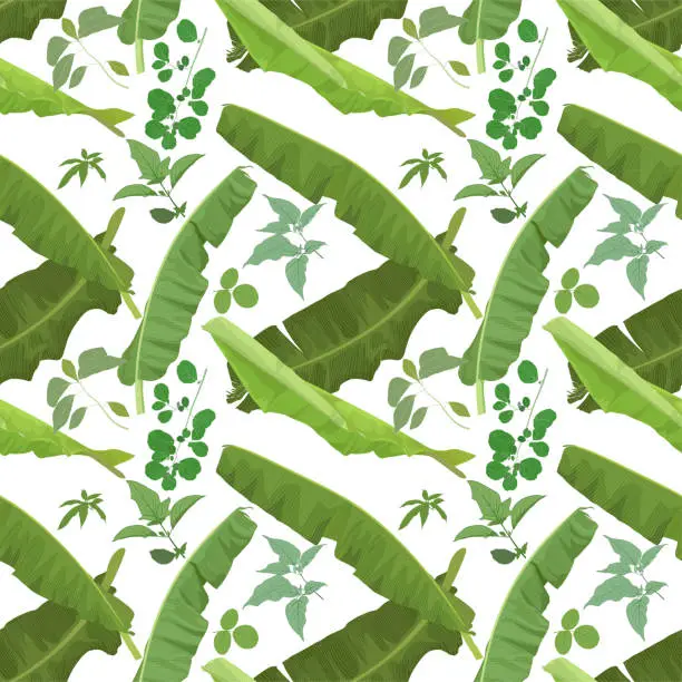 Vector illustration of Jungle leaves seamless Pattern