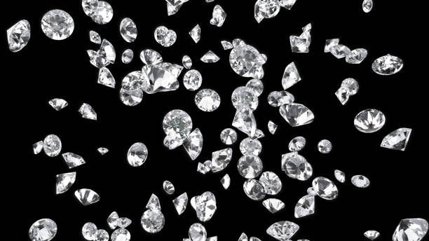 istock Lots of Crystal Diamond Floating spread around in Black Background 1367601718