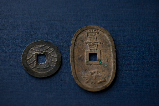 Close-up of Japanese Edo period currency