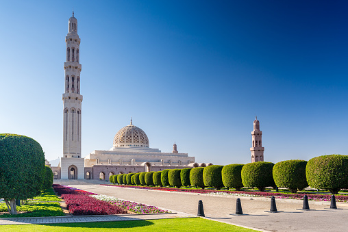 Muscat, Oman - December 1 2013: Sultan Qaboos Grand Mosque in Muscat