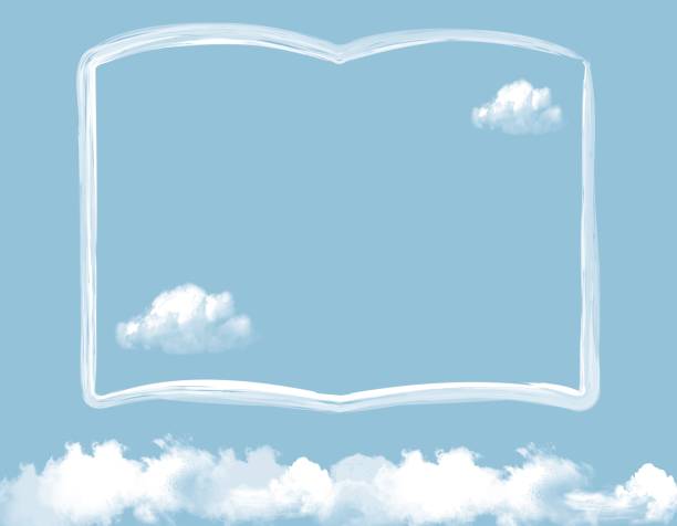 Clouds and cloud-shaped books and notebooks floating in the blue sky / illustration material (vector illustration) Clouds and cloud-shaped books and notebooks floating in the blue sky / illustration material (vector illustration) learning borders stock illustrations