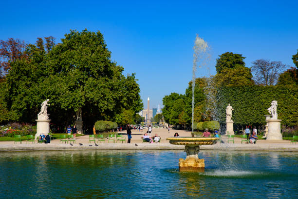Tuileries Garden, located between the Louvre and the Place de la Concorde, in Paris, France stock photo