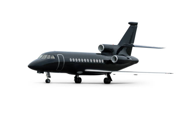 istock Modern black executive business jet isolated on white background 1367618763