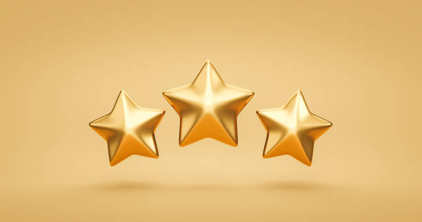 Three Gold rating star symbol of customer satisfaction review service best quality ranking icon or feedback success sign award and product evaluation rate on golden 3d background with excellent vote. Three Gold rating star symbol of customer satisfaction review service best quality ranking icon or feedback success sign award and product evaluation rate on golden 3d background with excellent vote. vip stock pictures, royalty-free photos & images