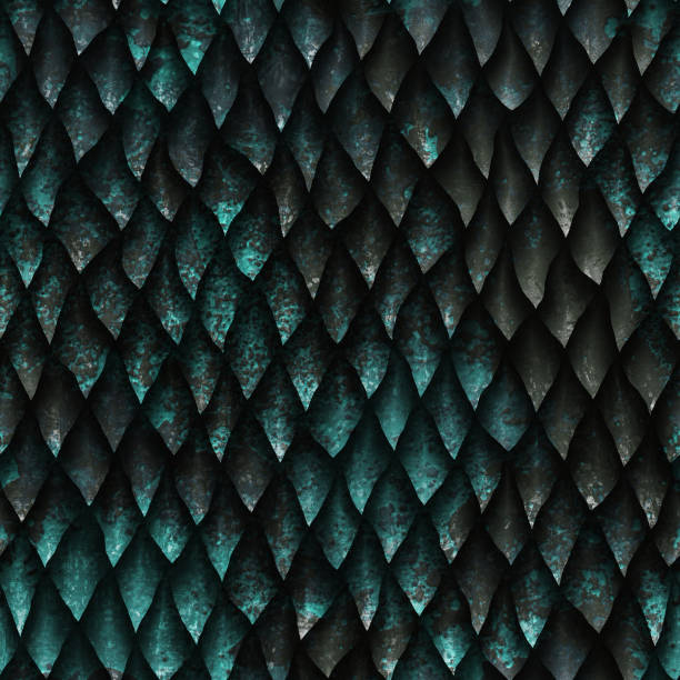istock Dragon scales pattern on oxide metallic background, seamless texture, reptile skin, 3d illustration 1367624679
