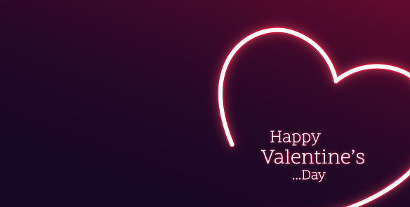happy valentine's day neon background. color design with glowing neon letters and hearts. 3d illustration with light banner. mock-up scene with empty space. 3d rending