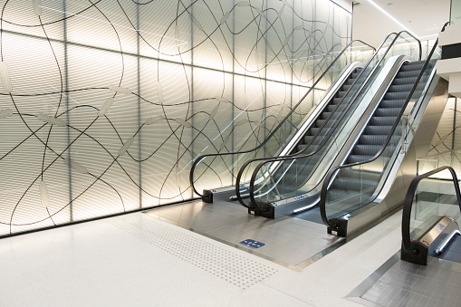 escalator background in passenger terminal