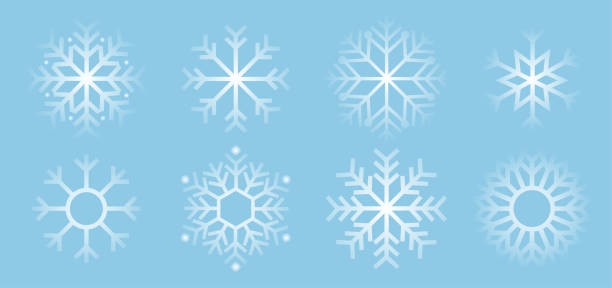 illustrations, cliparts, dessins animés et icônes de collection d’icônes de variations de flocons de neige. flocons de neige cristal de glace blanche. - snowflake ice crystal christmas snow