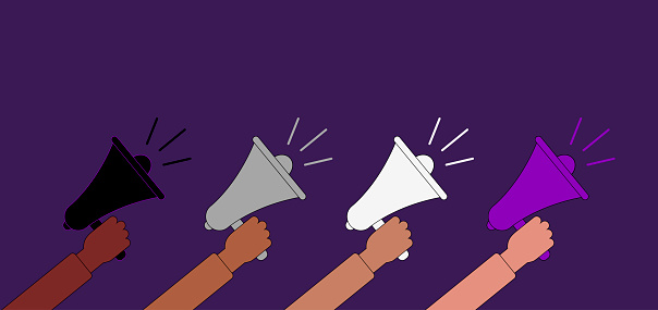 Asexuality poster. Asexuality horizontal web banner.  LGBT pride flag,Asexual PRIDE.   coming out persons. gender identity.multicolored Megaphone Vector. Asexuality Day Poster, April 6.Asexuality poster for social media and social network, asexual people.