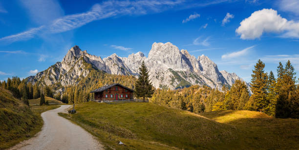 istock Alpine scenery with mountain in Alps 1367635099