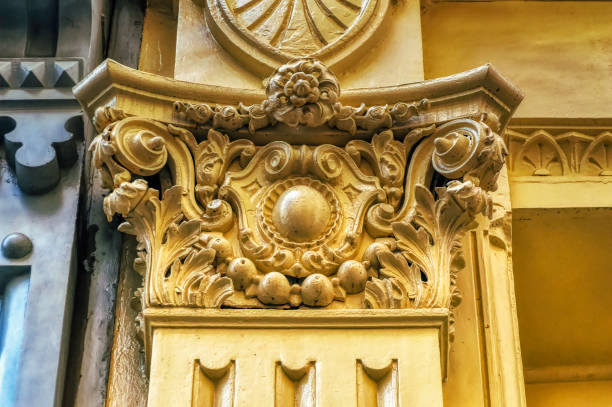 istock Traditional facade decorative elements, frequently used at urban buildings. 1367635775