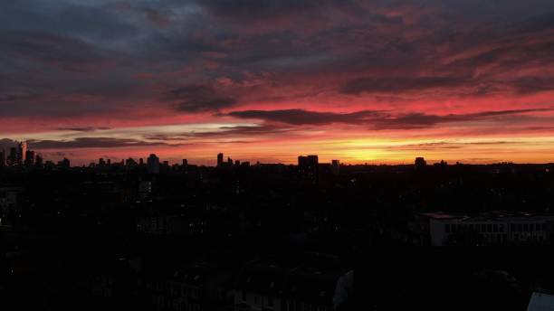 istock Dramatic Drone Sunset of London Cityscape Skyline 1367635936