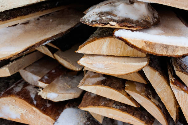 Wooden croaker under the snow. Heating issue in Europe.