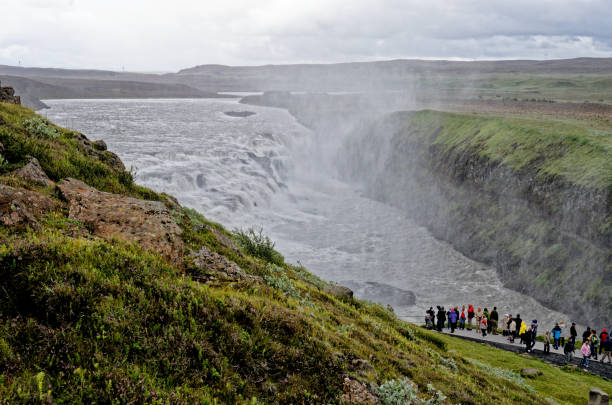 islândia - círculo dourado - cataratas douradas de gullfoss - gullfoss falls - fotografias e filmes do acervo