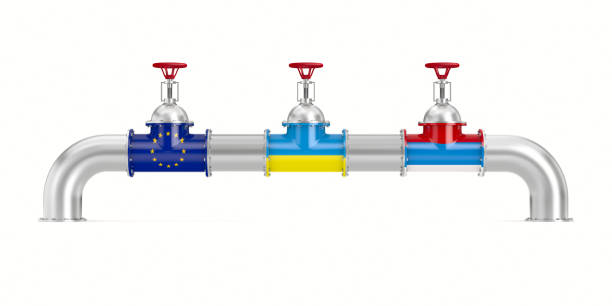 pipeline between Russia and EC on white background. Isolated 3D illustration