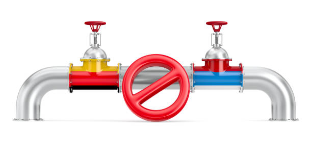 istock pipeline between Russia and Germany on white background. Isolated 3D illustration 1367636810