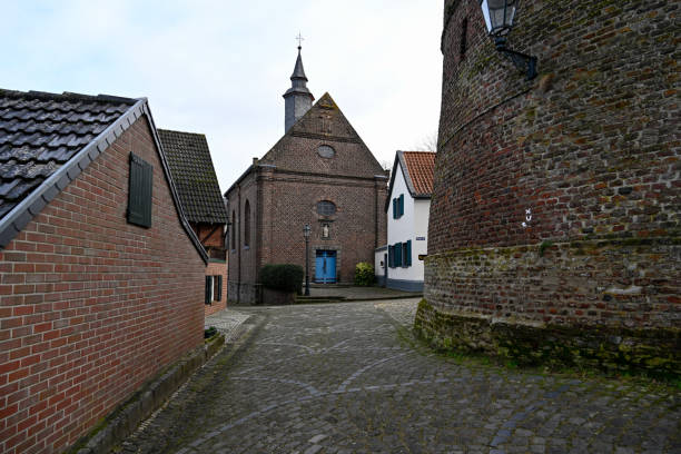 Korschenbroich, Germany, January 21, 2022 -  Liedberg castle chapel is a part of the castle complex in Liedberg