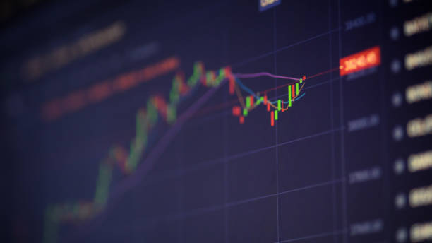 istock Digital screen with financial trading chart and cryptocurrency price trend. 1367640008
