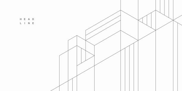abstraktní architektonická konstrukce. geometrické technologické pozadí. - architektura stock ilustrace