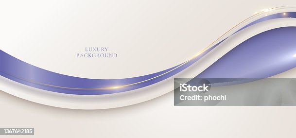 istock 3D modern luxury template design light brown curved shapes purple ribbon 1367642185