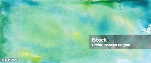 Abstract Yellow Green Blue Watercolor Art Background With Copy Space For Design Stock Photo - Download Image Now