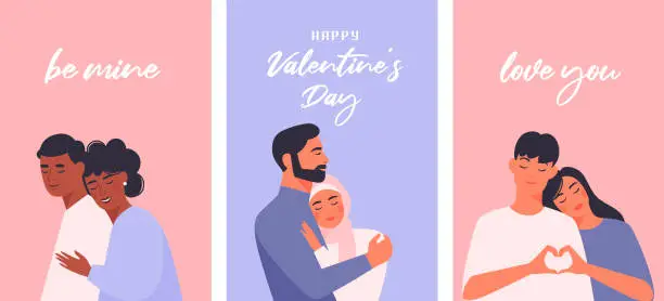 Vector illustration of Set of Valentines day cards