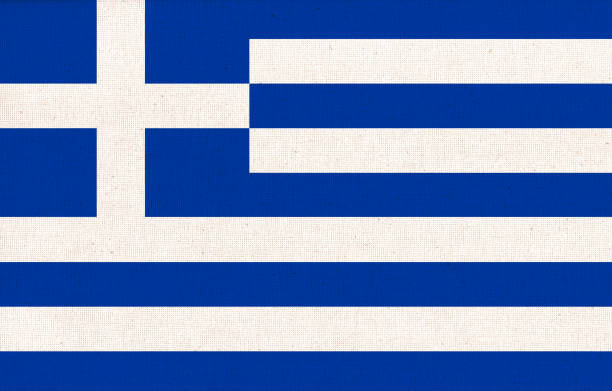 istock Flag of greece. greek state symbol. flag on fabric surface. 1367645145