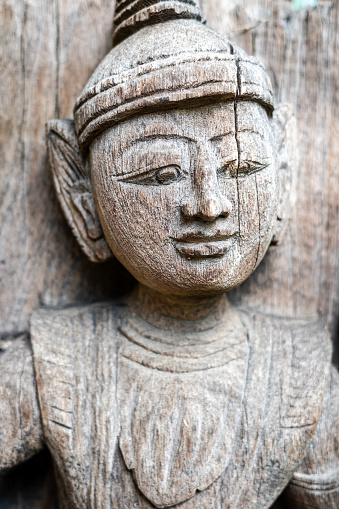 Traditional Wooden Face Carving Thailand from Chiang Dao, Thailand.