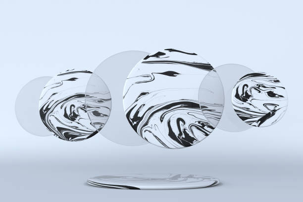 istock 3D geometric minimal shapes on clean background. Empty marble black white podium. 1367645274