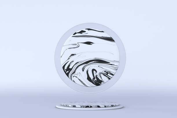 istock 3D geometric minimal shapes on clean background. Empty marble black white podium. 1367645275