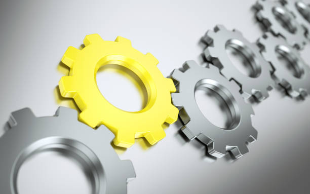 istock Yellow gear wheel, leadership concept 1367646024