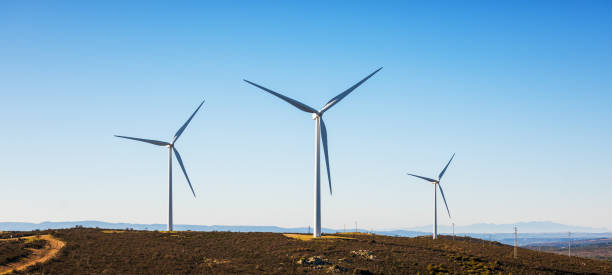 istock Turbines in a mountain wind farm. Ecological energy production. 1367646583
