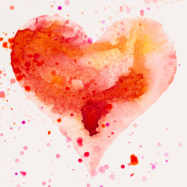 istock Watercolor painted pink heart, on the white watercolor paper. 1367646708