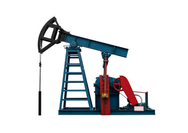 green oil pump oil rig energy industrial machine for petroleum crude on white background - gas station fuel pump station gasoline imagens e fotografias de stock