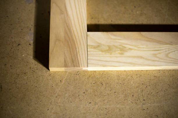 istock Furniture details. Board in carpentry workshop. Making cabinet from wood. Object is in workshop. 1367652883