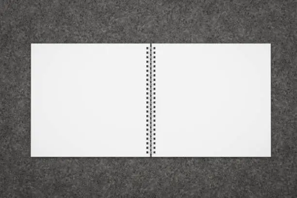 blank open book. spiral notebook binder for booklet design. Calendar template. 3d render