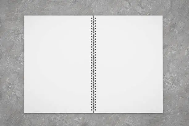 blank open book. spiral notebook binder for booklet design. Calendar template. 3d render