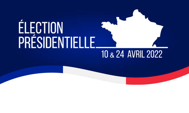 french presidential elections 2022, flat vector banner or poster - başlık tasarım öğesi illüstrasyonlar stock illustrations