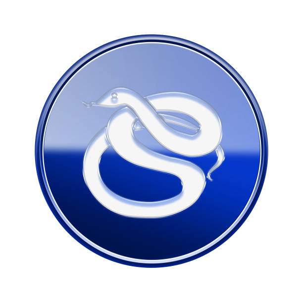 istock Snake Zodiac icon blue, isolated on white background. 1367656825